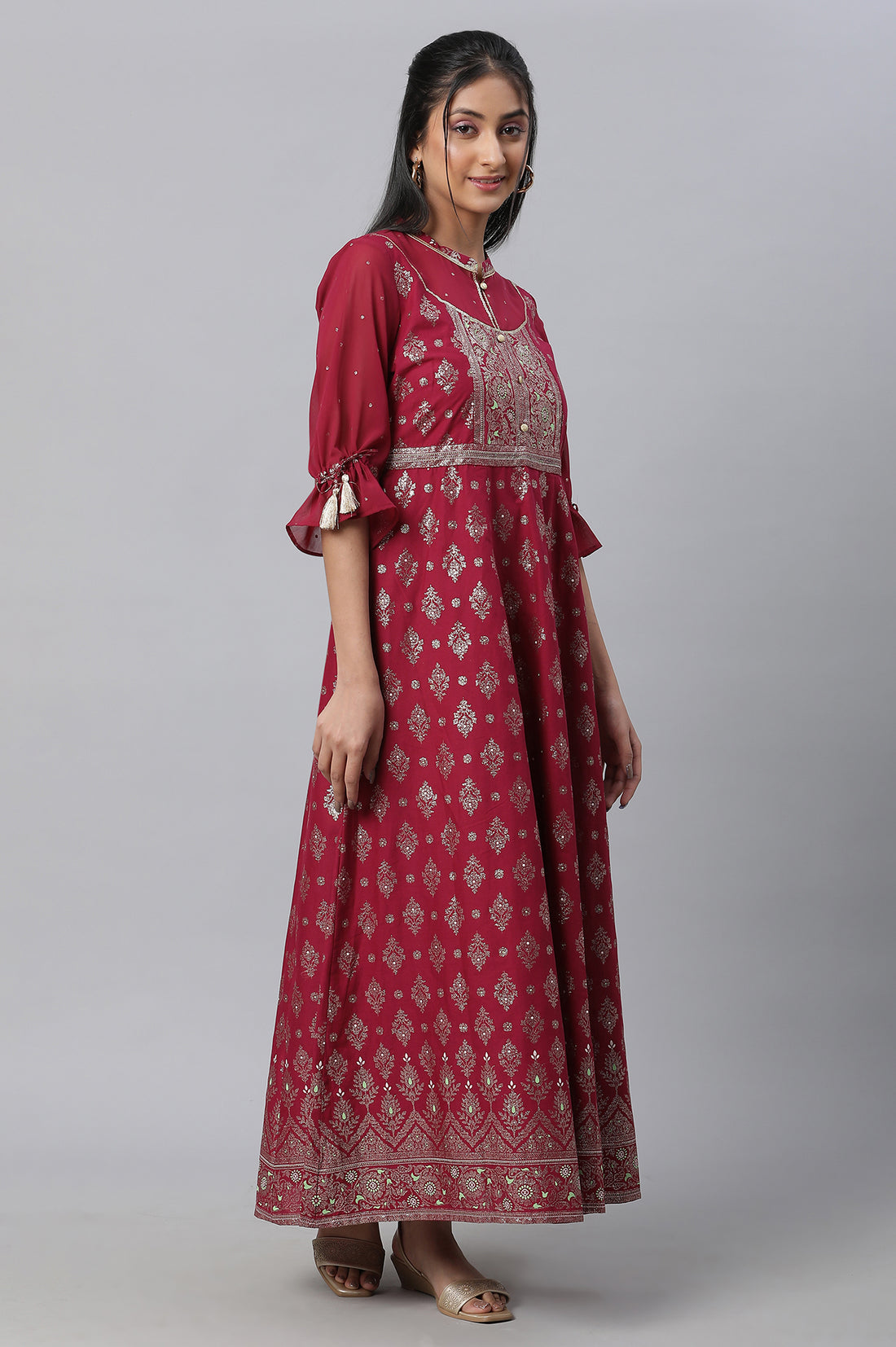 Pink Festive Dress with Six Panel Flare