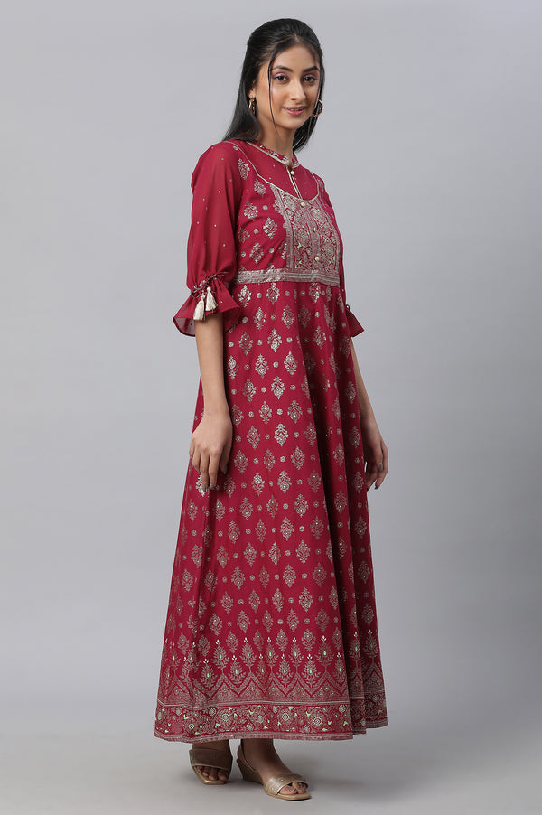 Pink Festive Dress with Six Panel Flare
