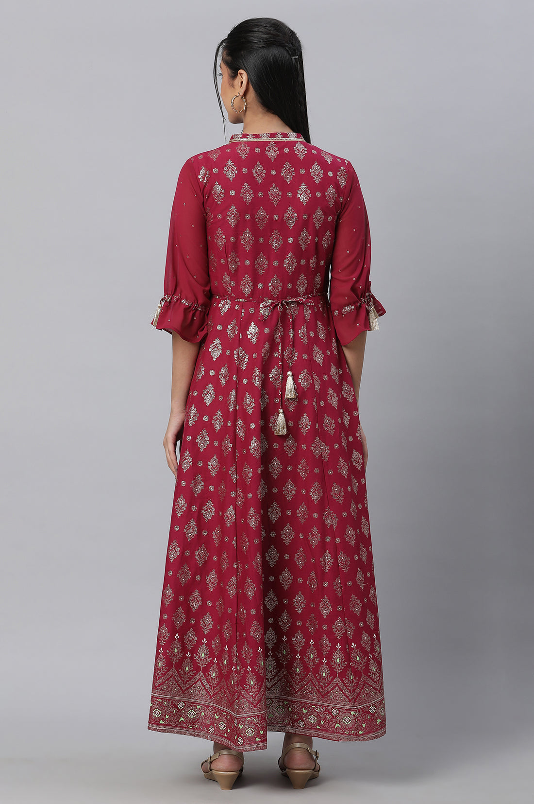 Pink Festive Dress with Six Panel Flare