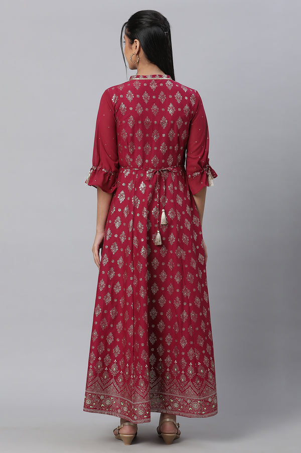 Pink Festive Dress with Six Panel Flare