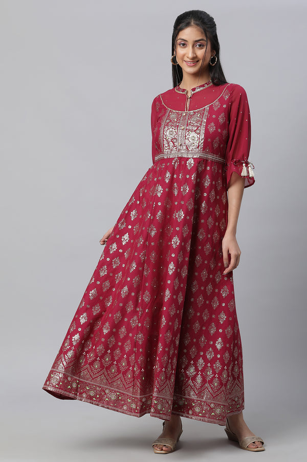 Pink Festive Dress with Six Panel Flare