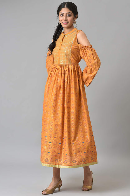 Yellow Cambric Printed Aurelia Dress