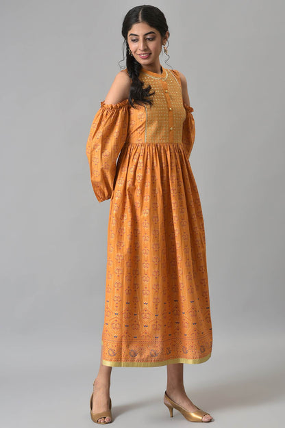 Yellow Cambric Printed Aurelia Dress