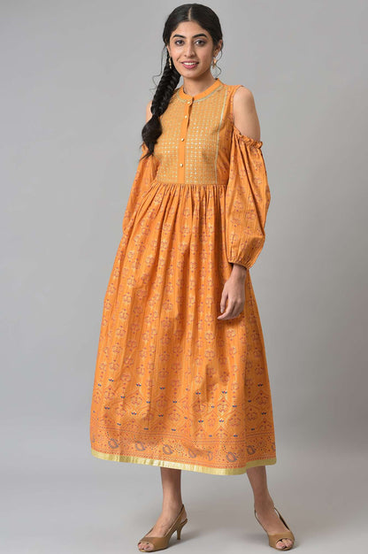 Yellow Cambric Printed Aurelia Dress