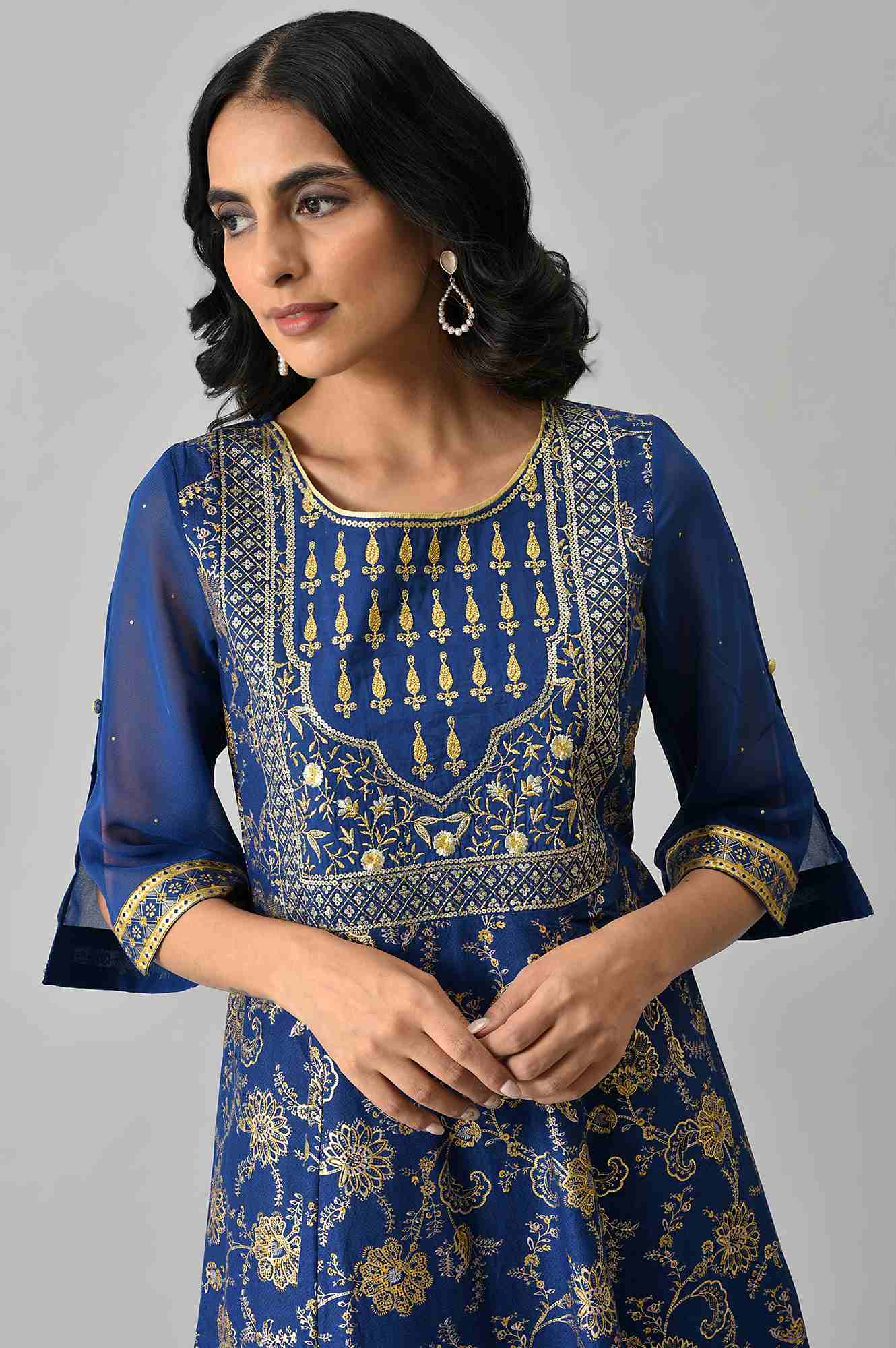 Blue Voil Festive Dress