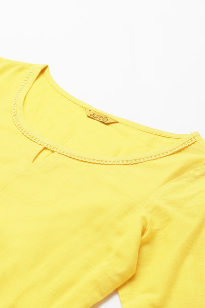 Yellow Rayon kurta with Lace Detail