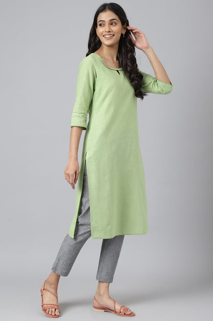 Green Rayon kurta with Lace Detail