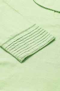 Green Rayon Kurta With Lace Detail