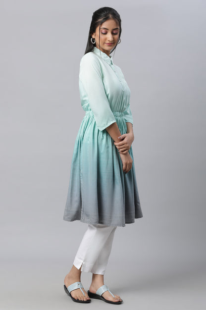 Lichen Blue A-Line Gathered kurta