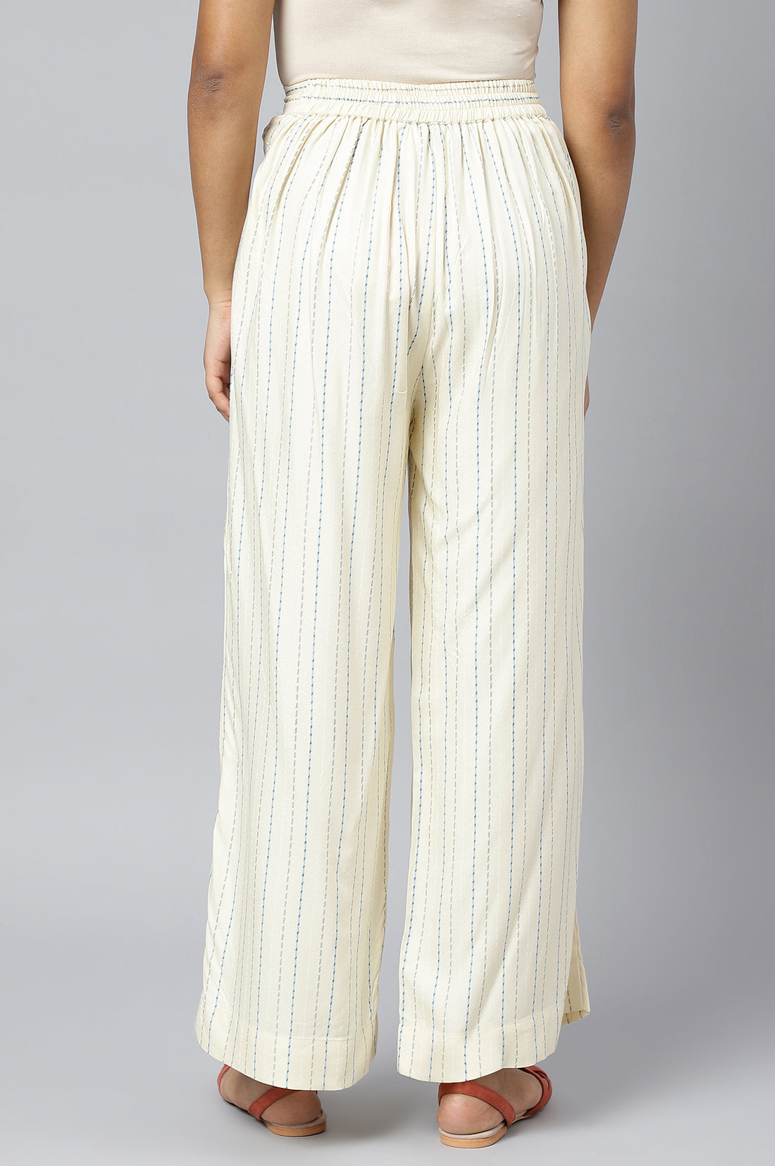 White Printed Straight Palazzo