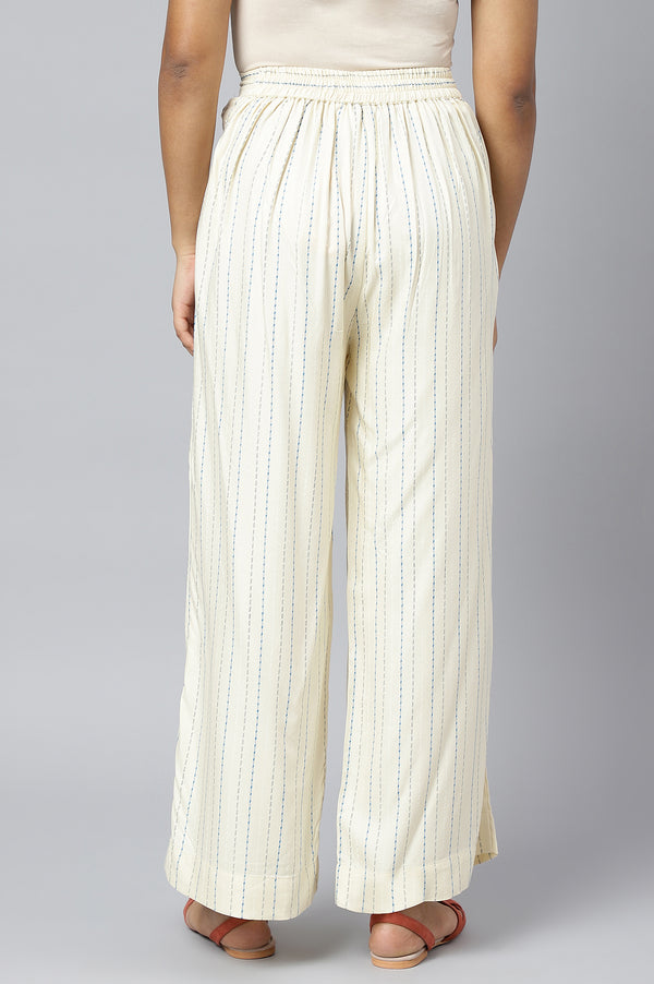 White Printed Straight Palazzo