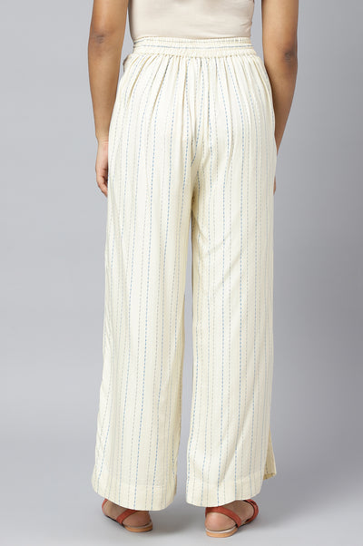 White Printed Straight Palazzo