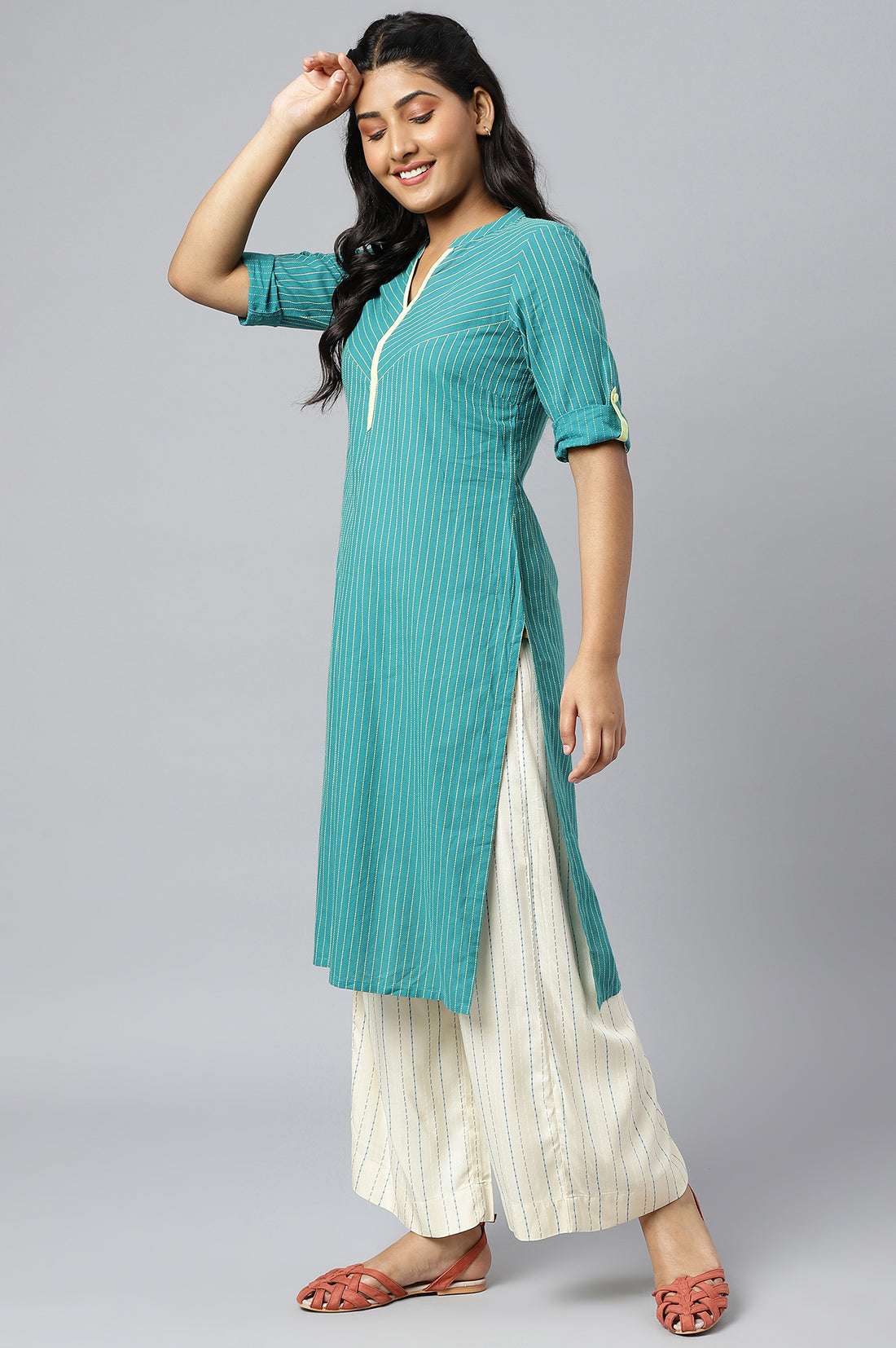 White Printed Straight Palazzo