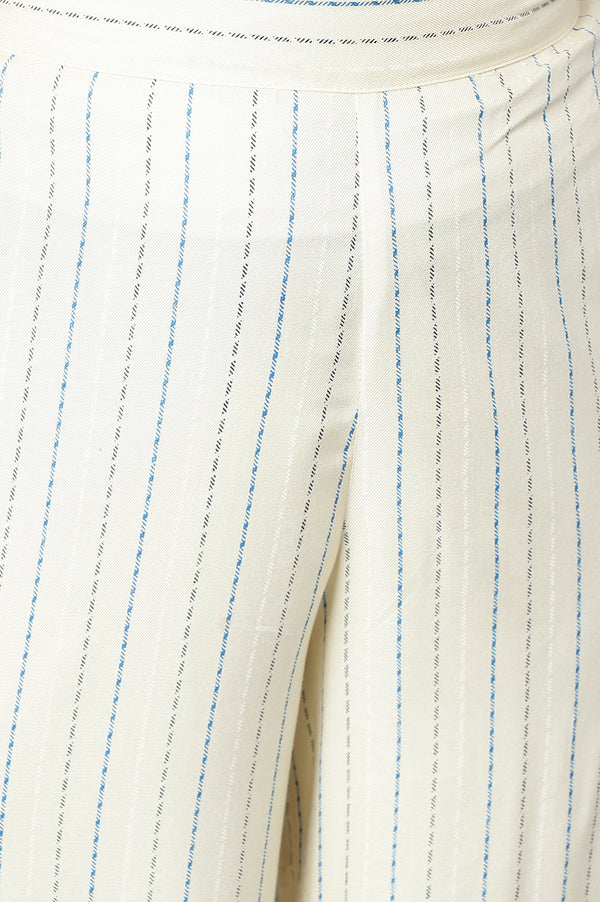 White Printed Straight Palazzo