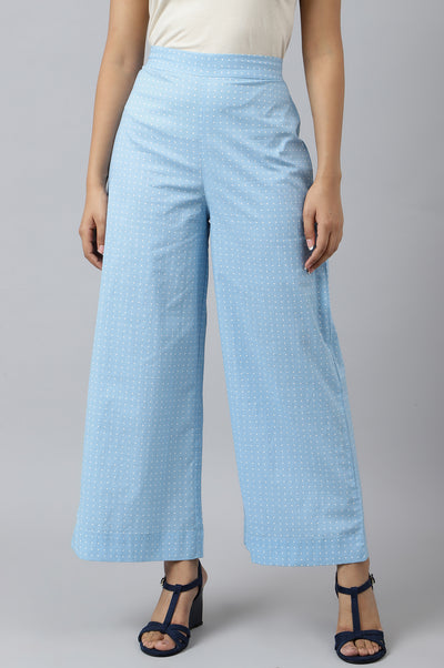 Blue Floral Printed A-line Kurta and Palazzo Set