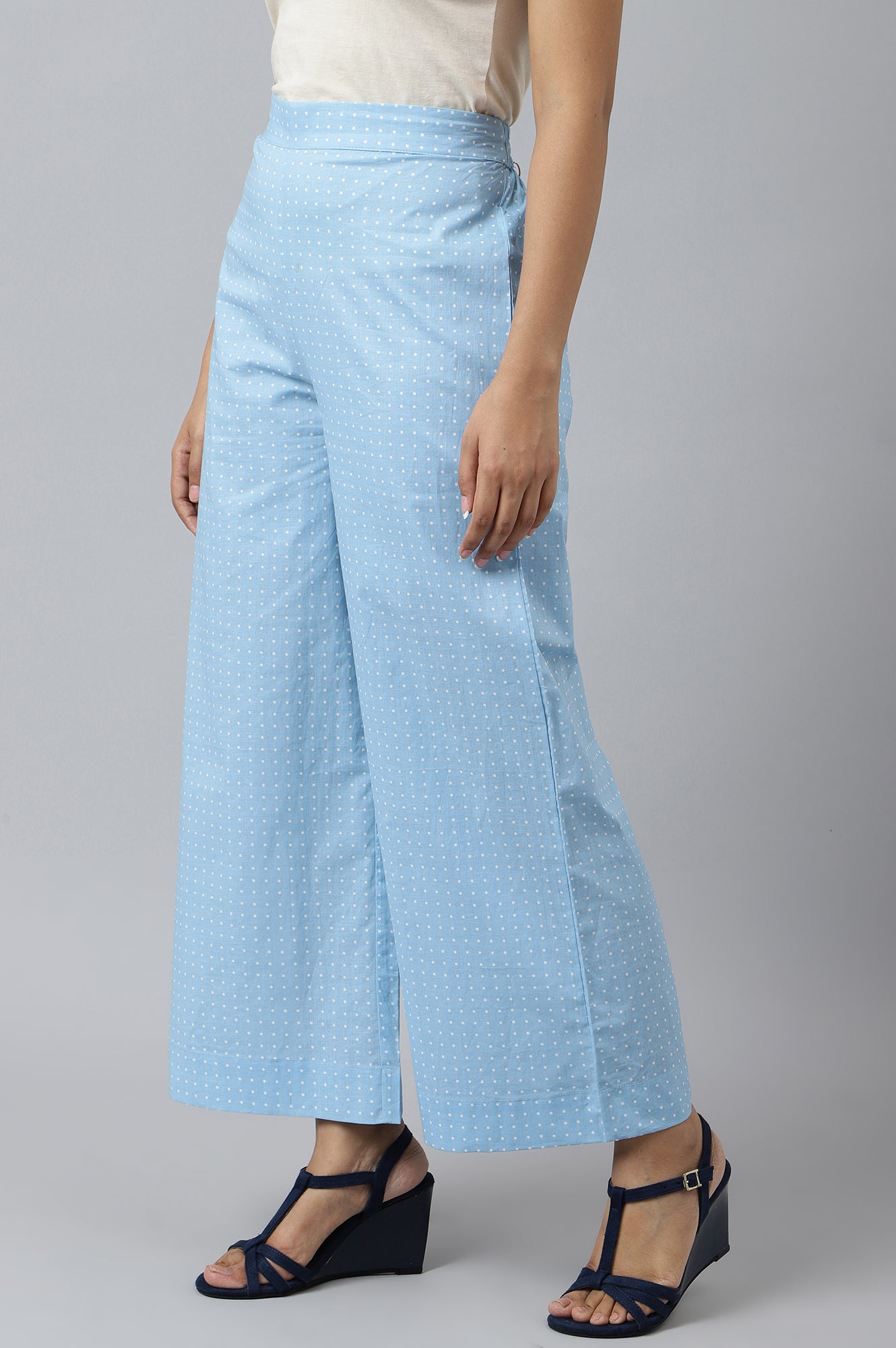 Blue Yarn Dyed Straight Kurta and Palazzo Set