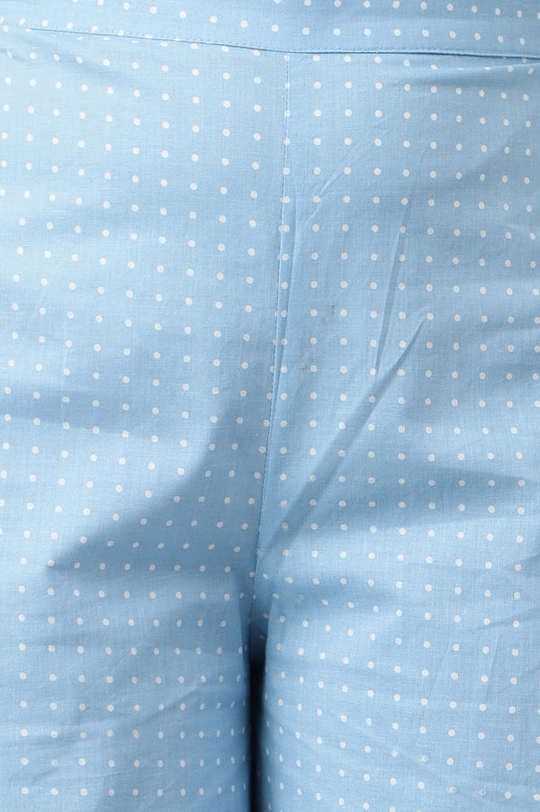 Blue Yarn Dyed Cotton Blend Straight Kurta and Palazzo Set