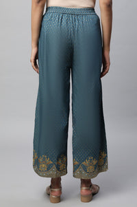 Blue Ankle Length Solid Liva Palazzo