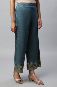 Blue Ankle Length Solid Liva Palazzo