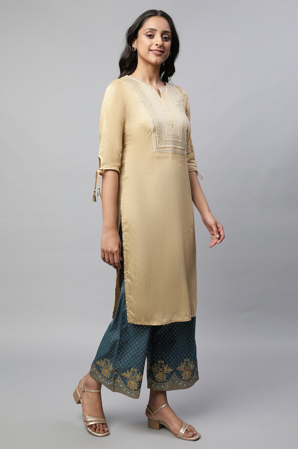 Blue Ankle Length Solid Liva Palazzo