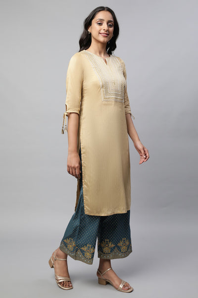 Blue Ankle Length Solid Liva Palazzo