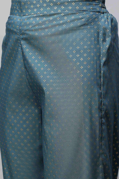 Blue Ankle Length Solid Liva Palazzo