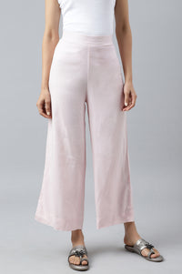 Pink Ankle Length Solid LIVA Eco Palazzos