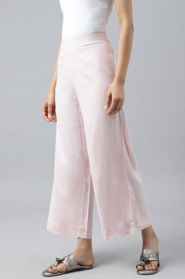 Pink Ankle Length Solid LIVA Eco Palazzos