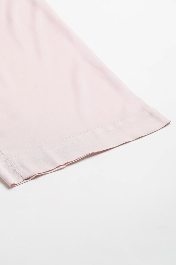 Pink Ankle Length Solid LIVA Eco Palazzos