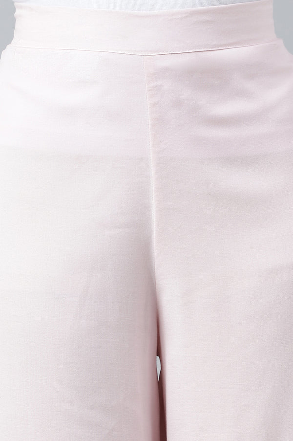 Pink Ankle Length Solid LIVA Eco Palazzos