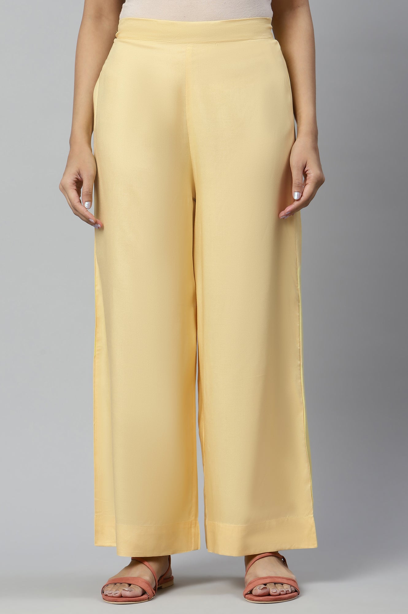 Yellow Ankle Length Solid Palazzo