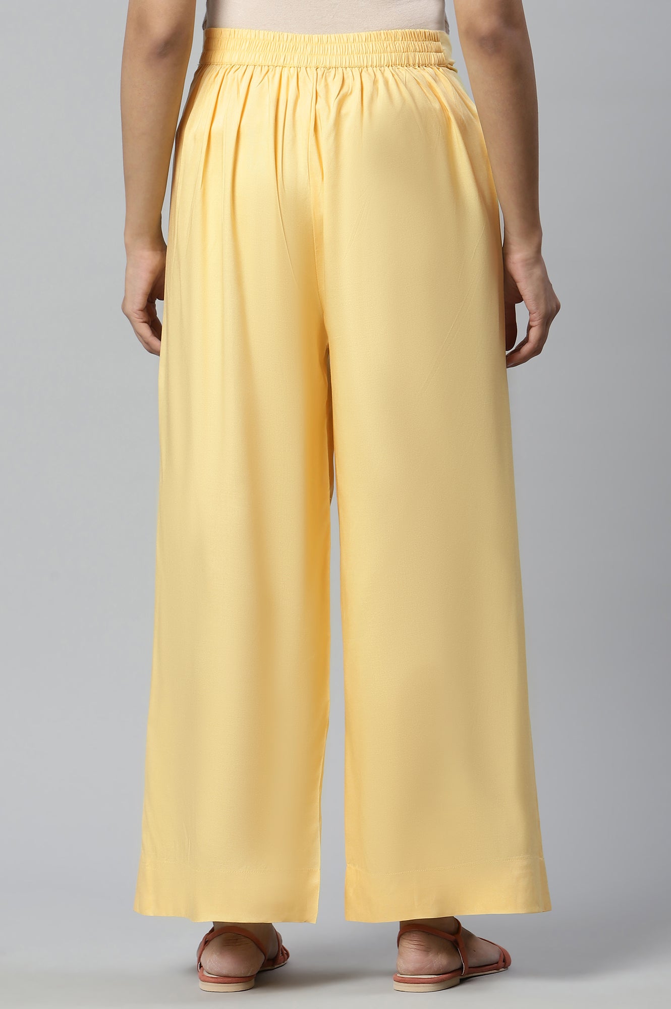 Yellow Ankle Length Solid Palazzo