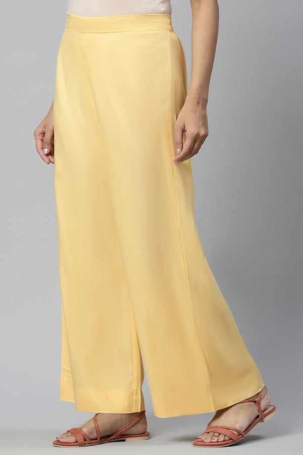 Yellow Ankle Length Solid Palazzo