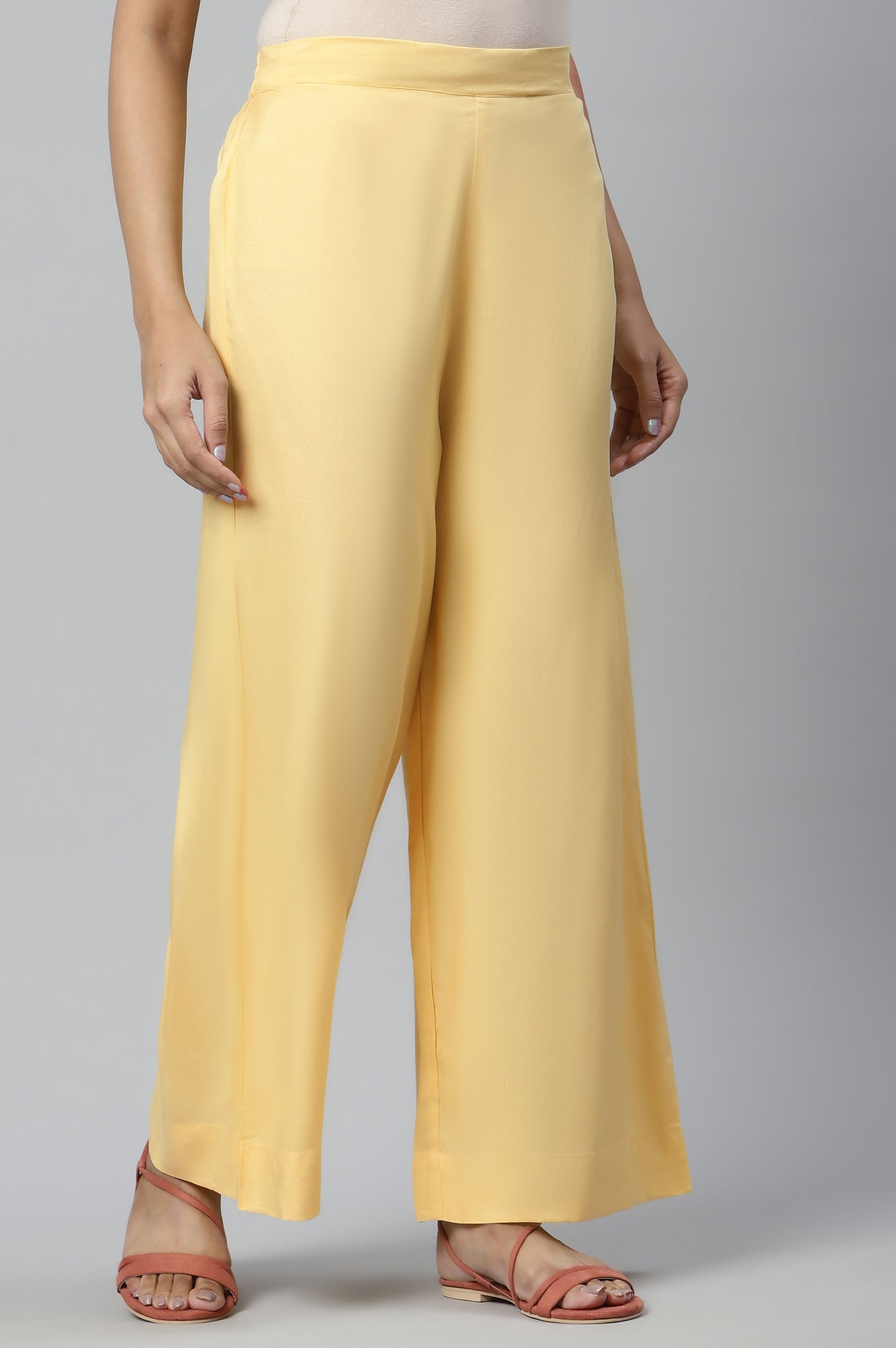 Yellow Ankle Length Solid Palazzo