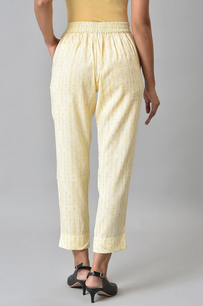 Off White Beads Cotton Blend Straight Kurta and Trouser Set