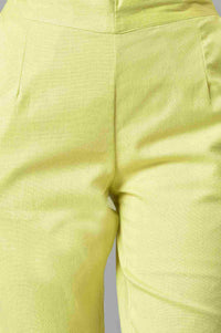 Lemon Yellow Cotton Flax Women Trousers