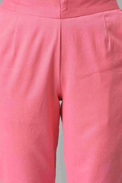 Pink Cotton Flax Women'S Trousers