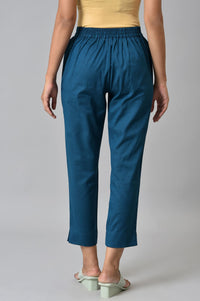 Green Yellow Cotton Flax Women Trousers