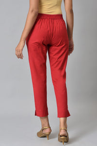 Red Ankle Length Aurelia Trousers