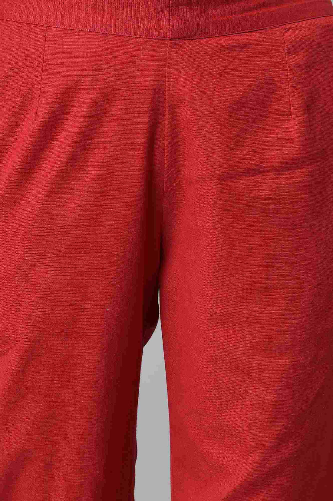 Red Ankle Length Aurelia Trousers