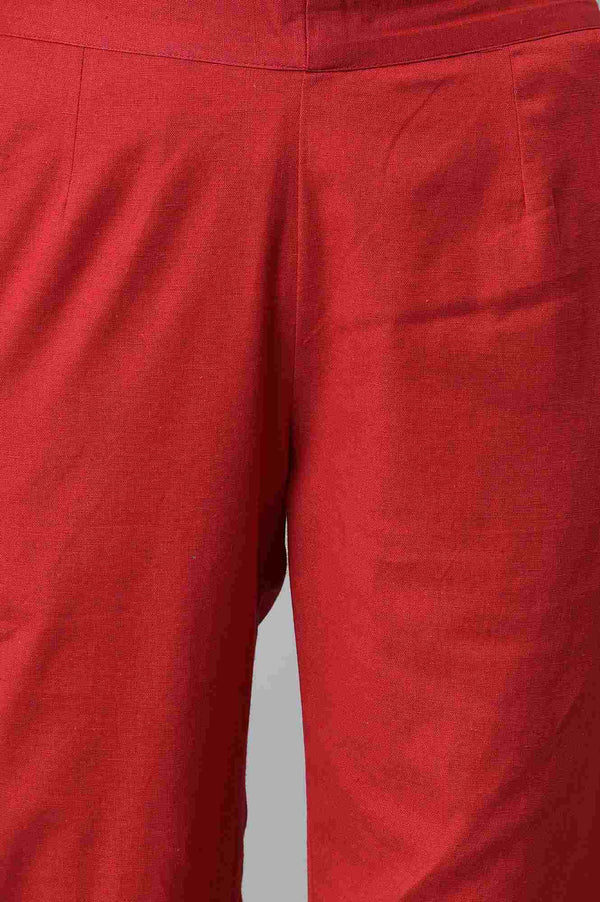 Red Ankle Length Aurelia Trousers
