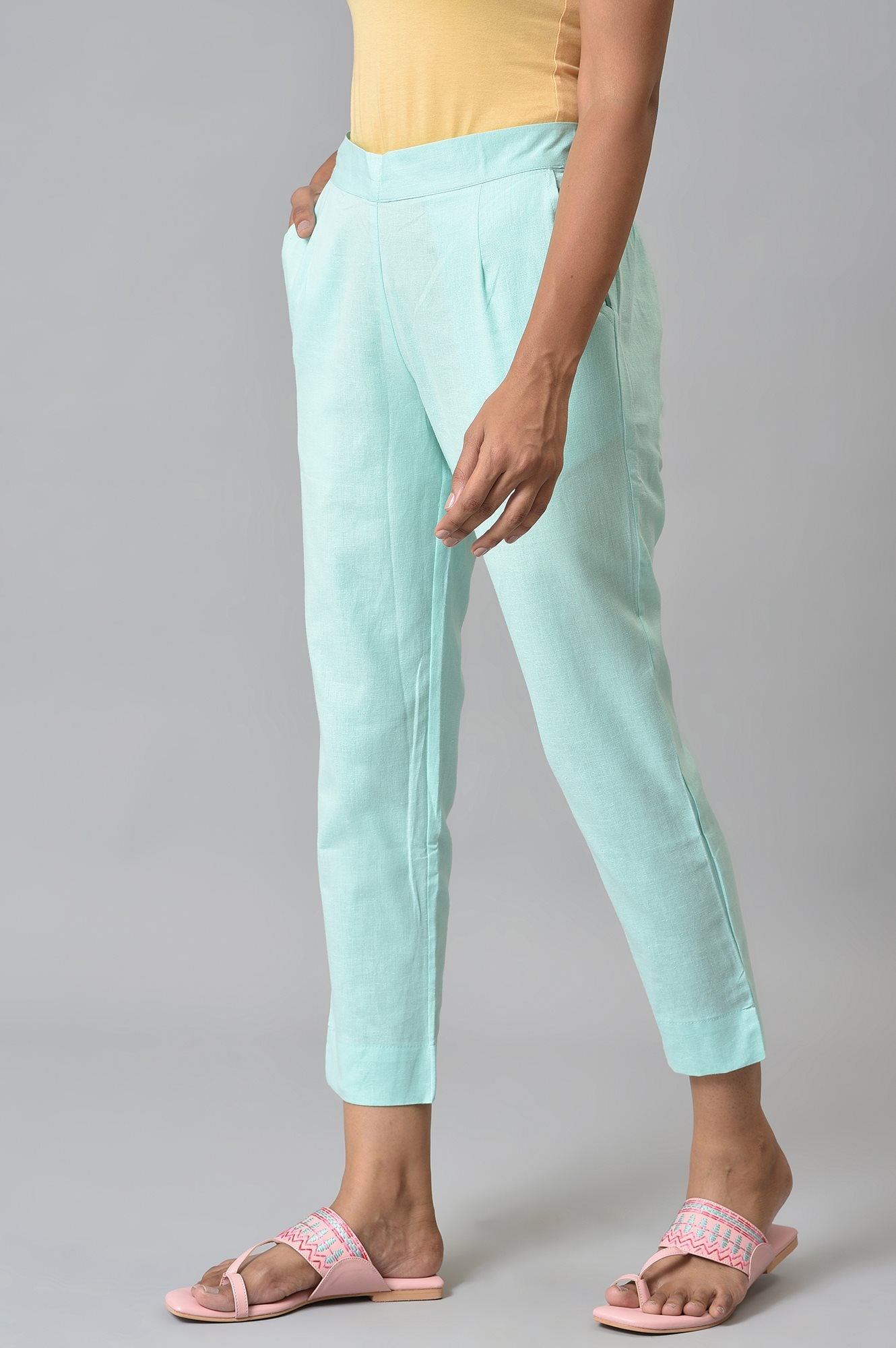 Blue Ankle Length Aurelia Trousers