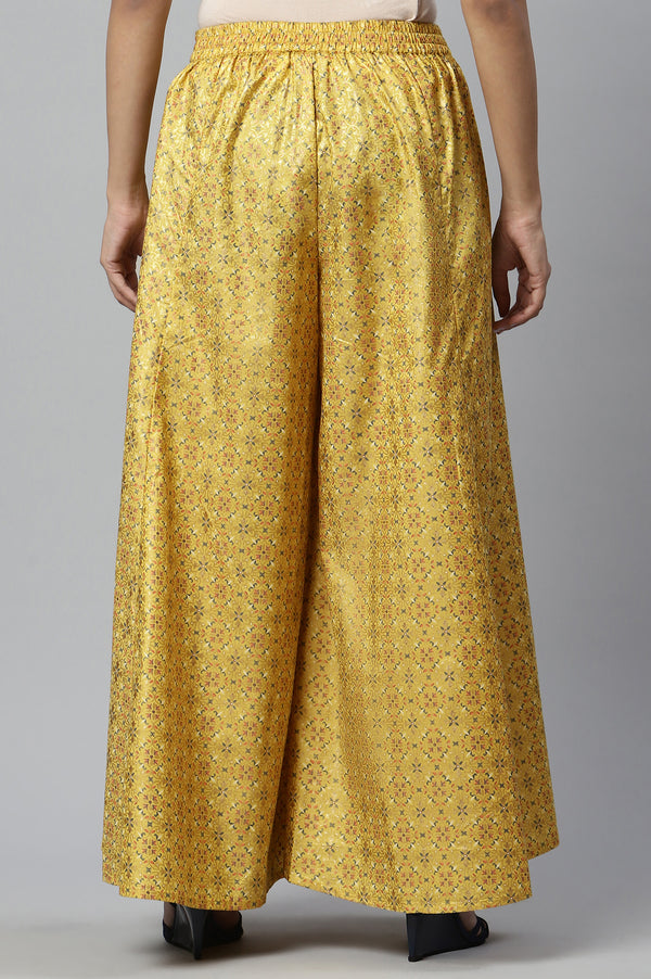 Yellow Flared Solid Palazzo