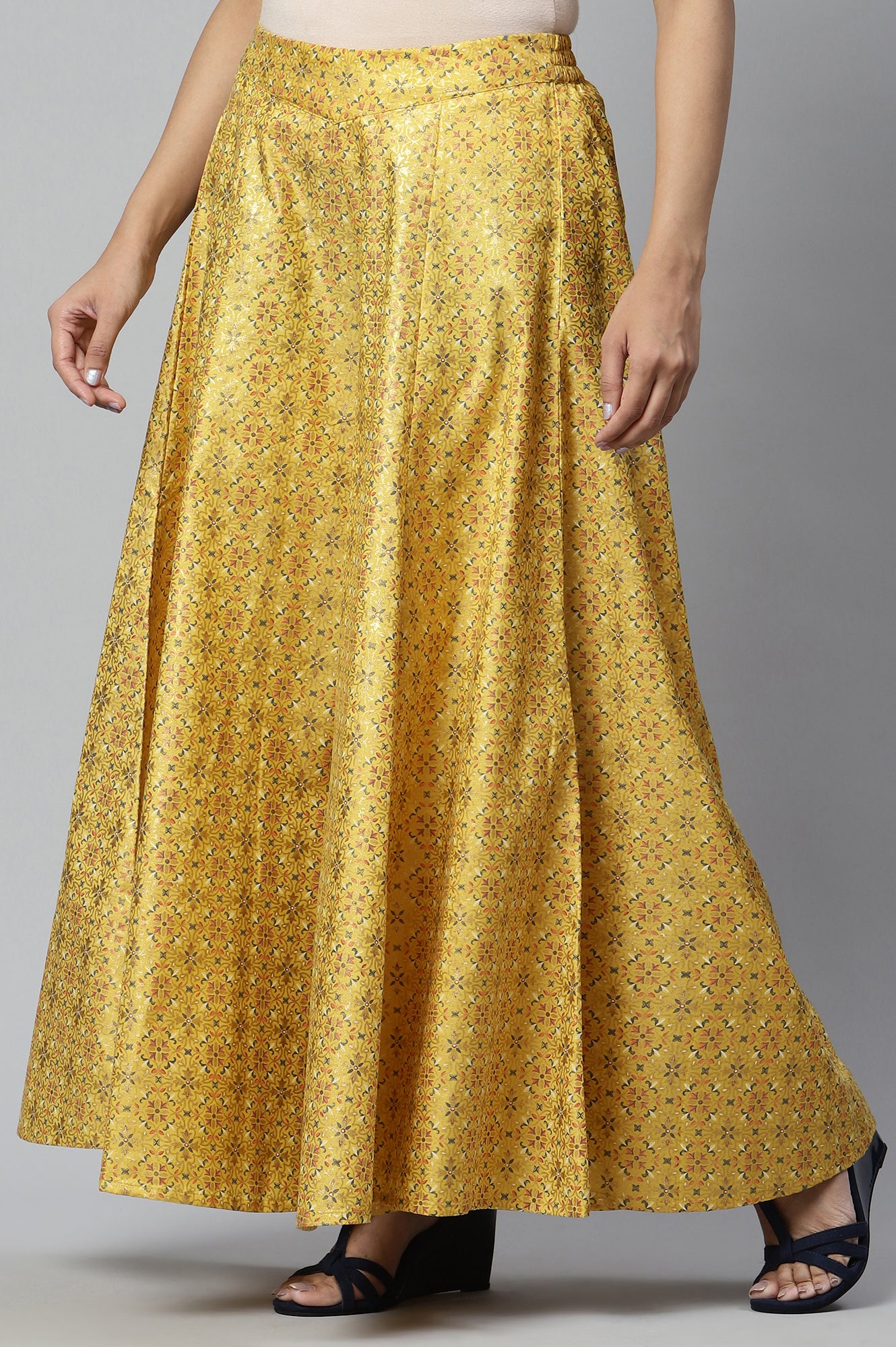 Yellow Flared Solid Palazzo