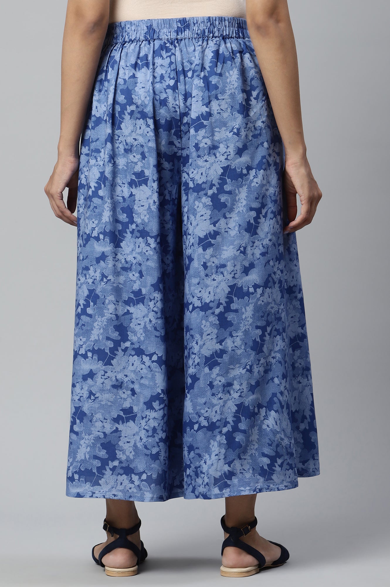 Blue Ankle Length Flared Culottes