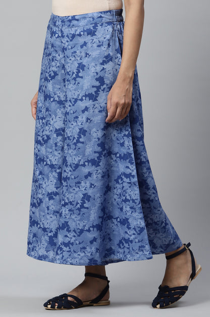 Blue Ankle Length Flared Culottes