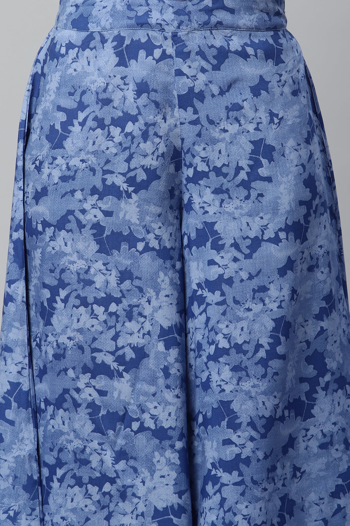 Blue Ankle Length Flared Culottes