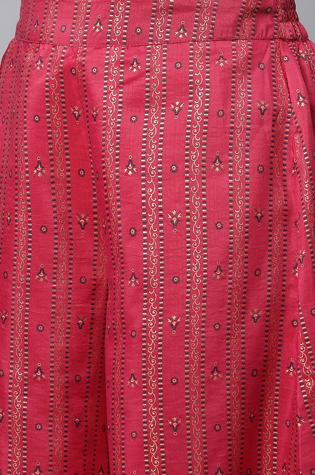 Pink Flared Stripe Print Culottes