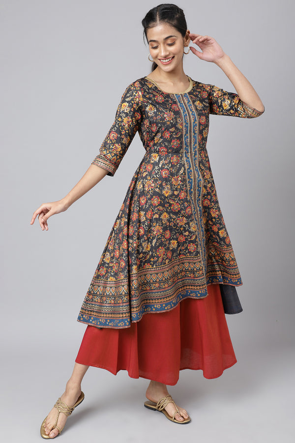 Red Ankle Length Festive Culottes