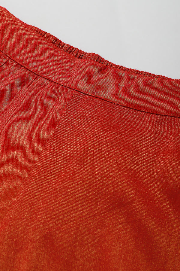 Red Ankle Length Festive Culottes
